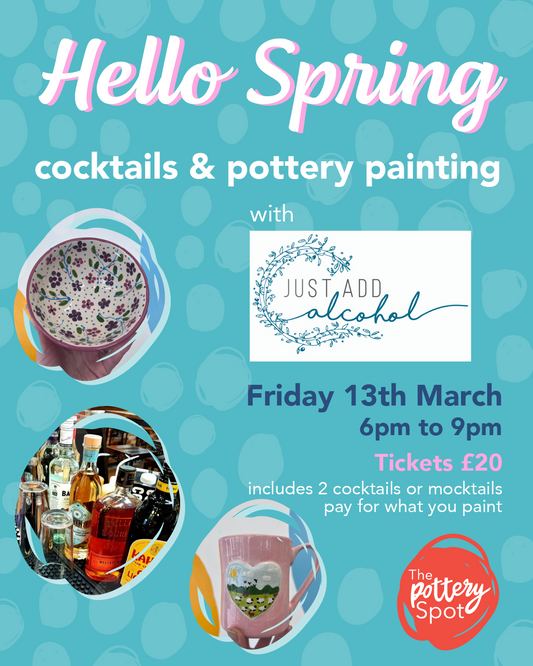 Hello Spring Sip & Glaze Cocktail & Pottery Painting Evening