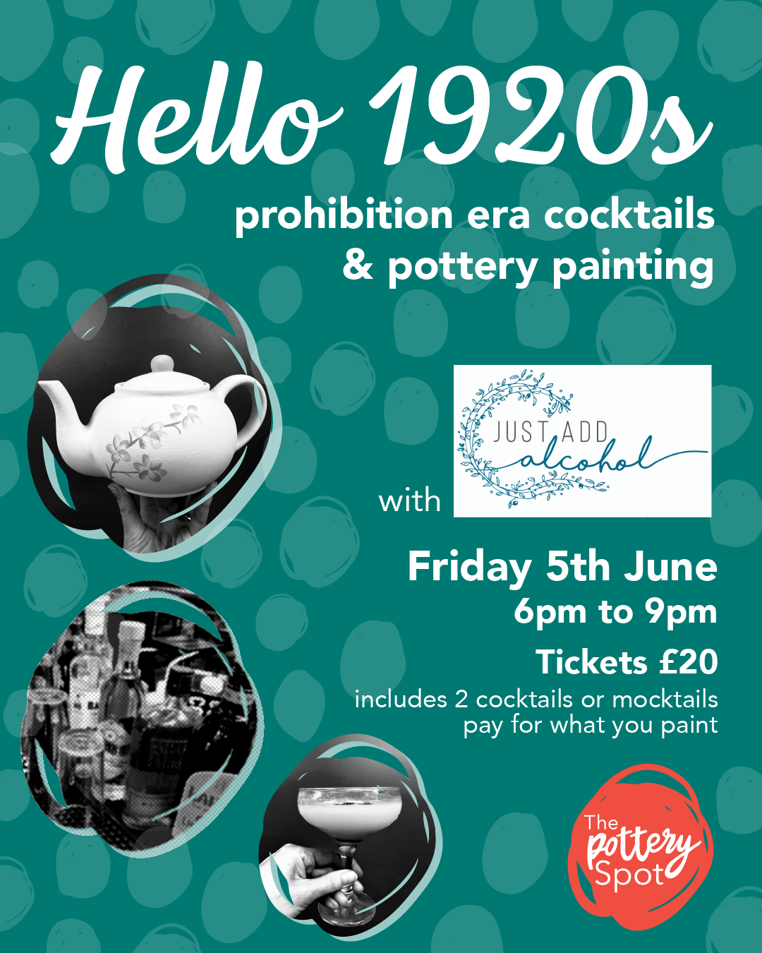 Prohibition Cocktail and Pottery Painting Evening